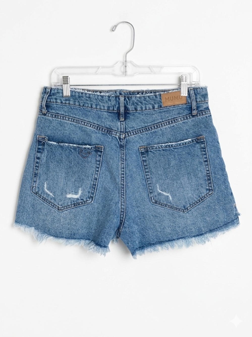 Show Me Your MuMu Distressed Light Blue Button-Fly Denim Shorts
